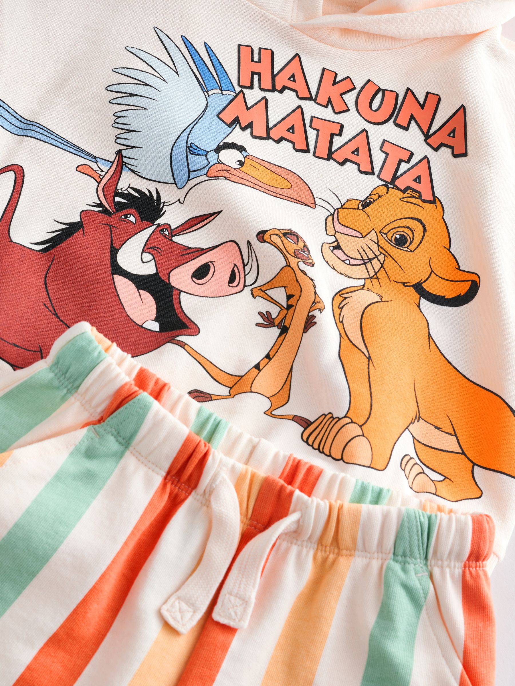 Buy White Lion King Short Sleeve 100% Cotton Hoodie and Shorts Set