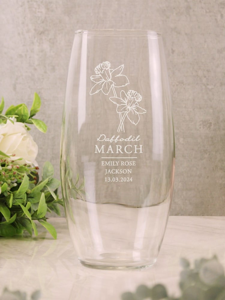 Personalised March Birth Flower Bullet Vase by PMC - Image 1 of 3