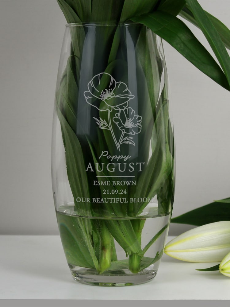 Personalised August Birth Flower Bullet Vase by PMC - Image 2 of 3