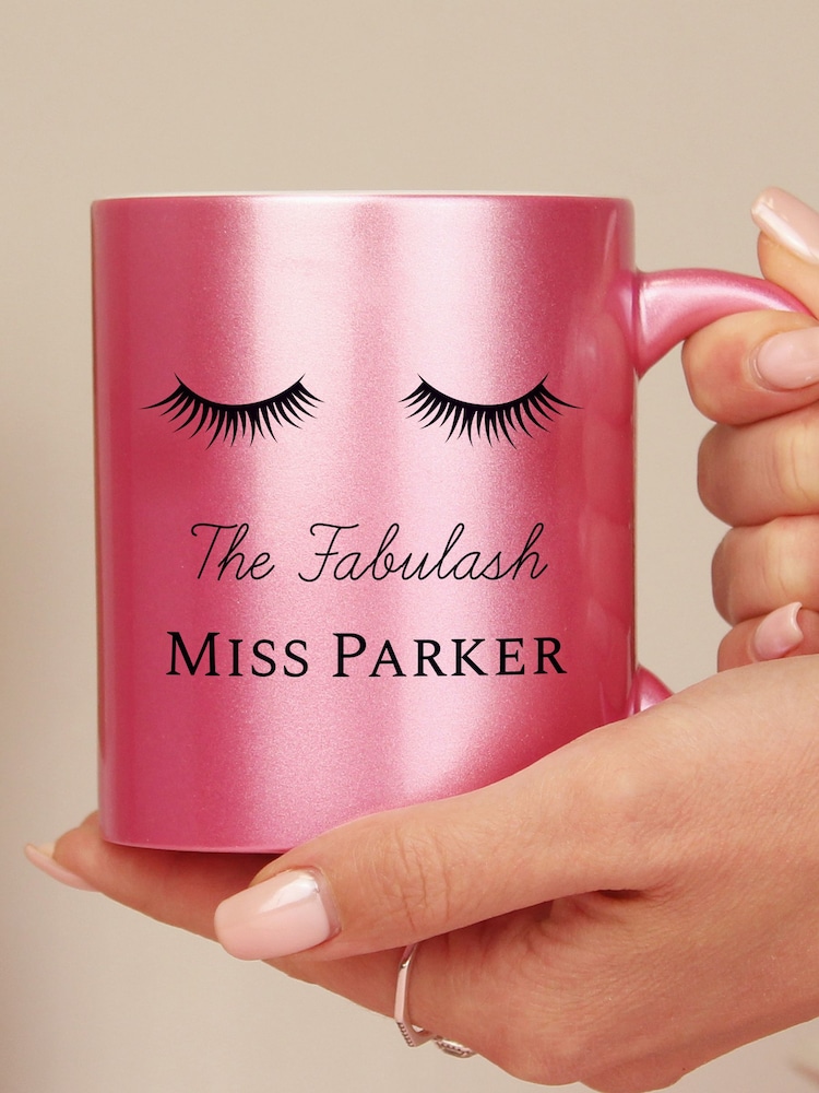 Pink Personalised Eyelashes Glitter Mug by PMC - Image 2 of 3