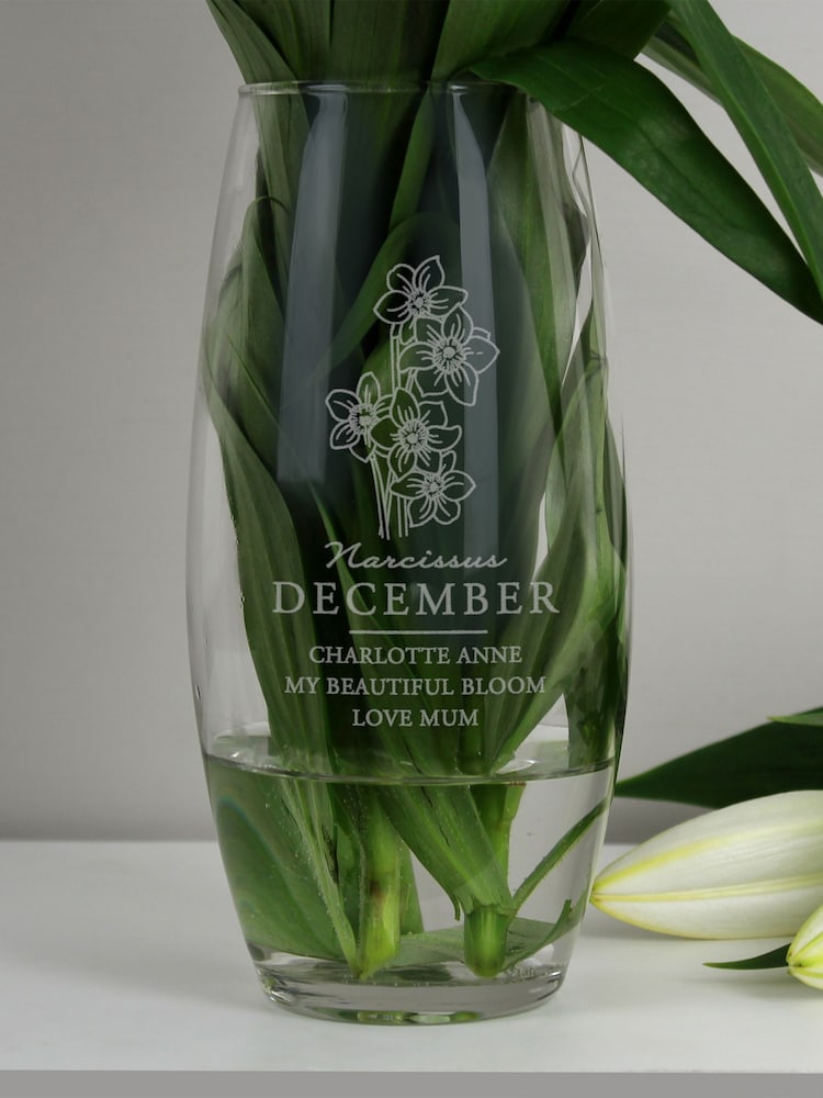 Personalised December Birth Flower Bullet Vase by PMC - Image 1 of 3 Personalised December Birth Flower Bullet Vase by PMC - Image 1 of 3