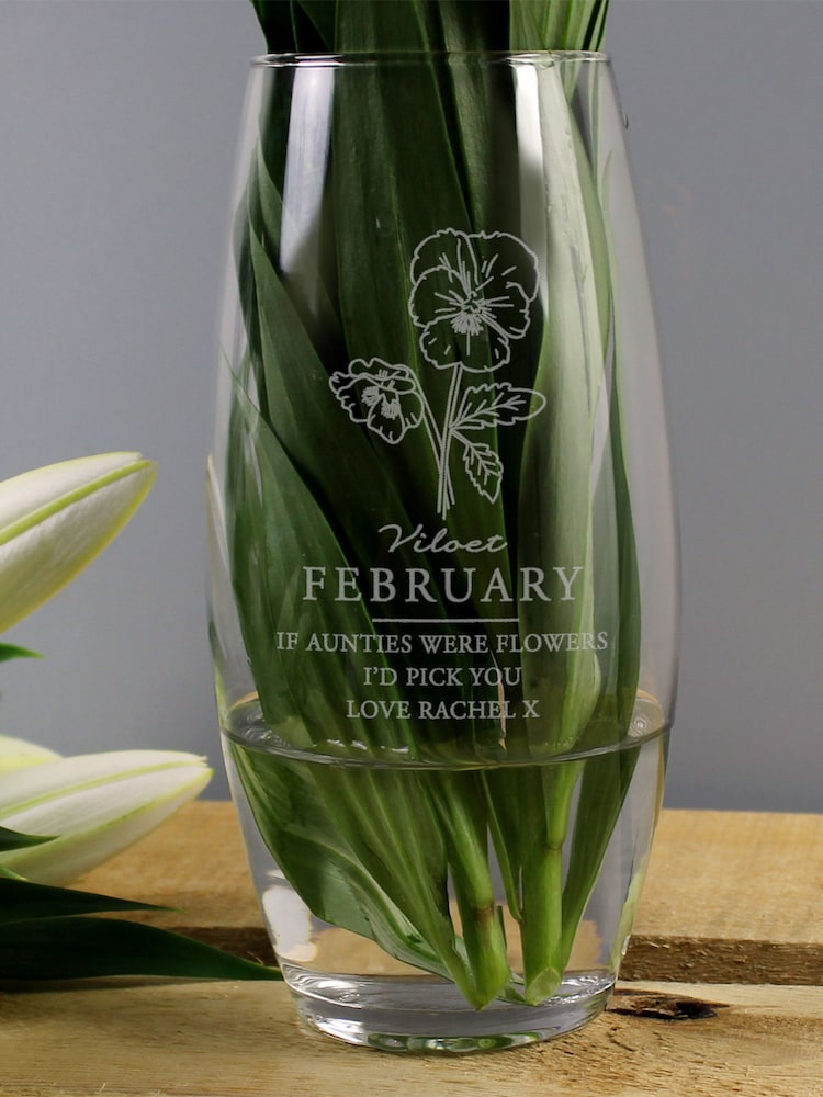 Personalised February Birth Flower Bullet Vase by PMC - Image 2 of 3