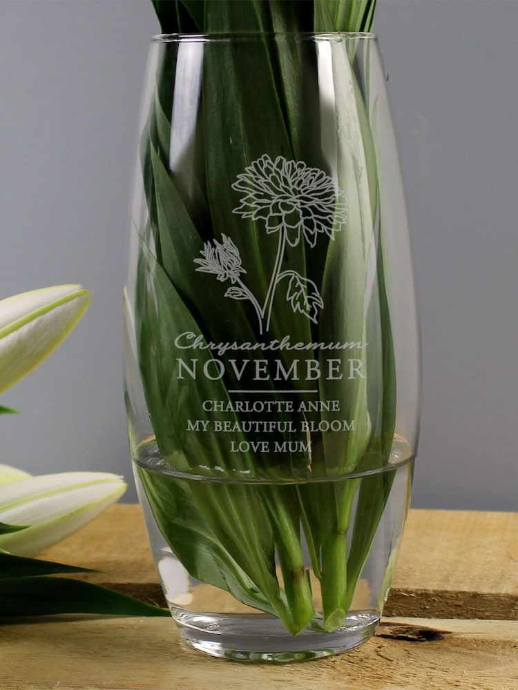 Personalised November Birth Flower Bullet Vase by PMC - Image 3 of 3