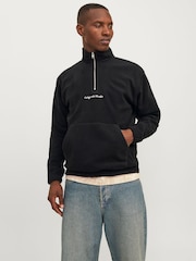 JACK & JONES Black Quarter Zip Fleece - Image 1 of 6