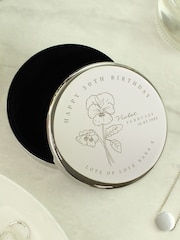 Personalised February Birth Flower Round Trinket Box by PMC - Image 1 of 3