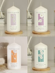 Personalised Birth Flower Pillar Candle by PMC - Image 4 of 5