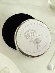 Personalised April Birth Flower Round Trinket Box by PMC - Image 1 of 3