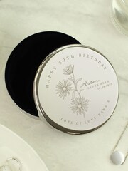 Personalised September Birth Flower Round Trinket Box by PMC - Image 1 of 3