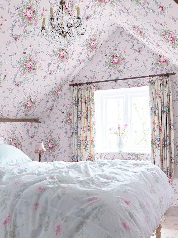 Shabby Chic by Rachel Ashwell® Pink/Blue Garden Floral 10M Wallpaper - Image 2 of 3