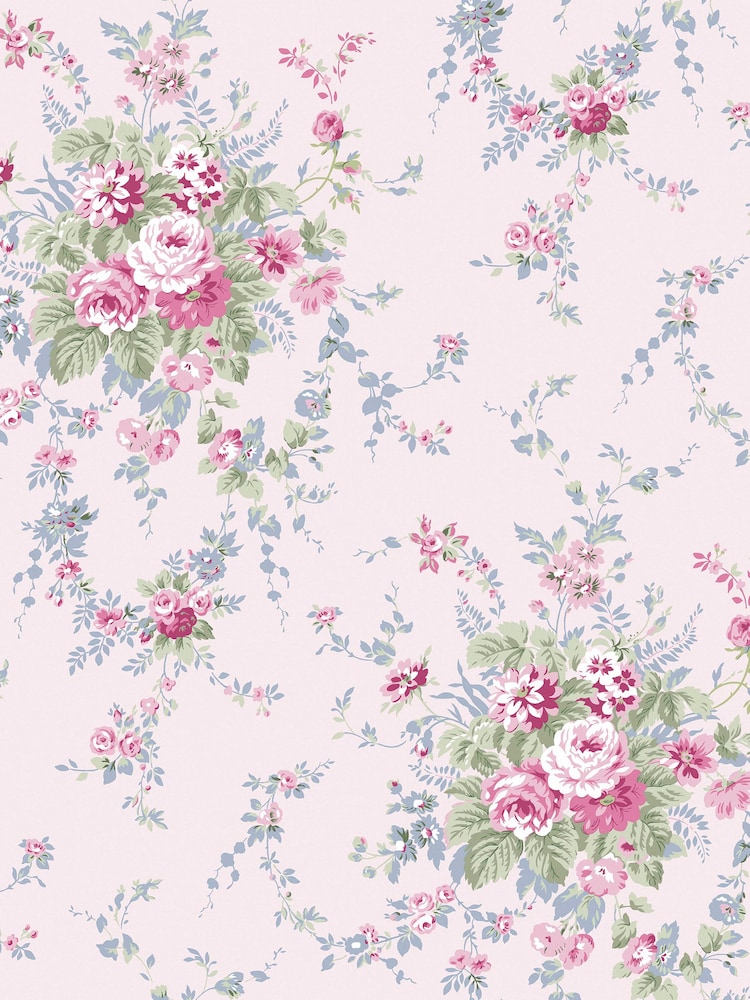 Shabby Chic by Rachel Ashwell® Pink/Blue Garden Floral 10M Wallpaper - Image 3 of 3