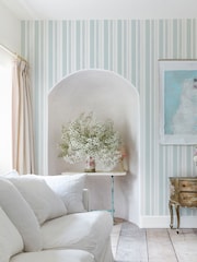 Shabby Chic by Rachel Ashwell® Blue Watercolour Stripe 10M Wallpaper - Image 2 of 3