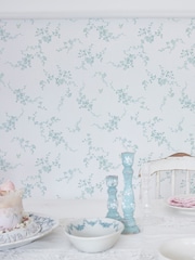 Shabby Chic by Rachel Ashwell® Duck Egg Butterflies 10M Wallpaper - Image 2 of 3