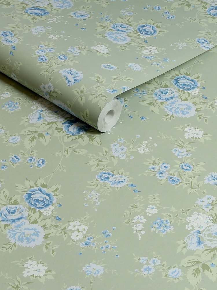 Shabby Chic by Rachel Ashwell® Sage Wild Flower 10M Wallpaper - Image 1 of 3