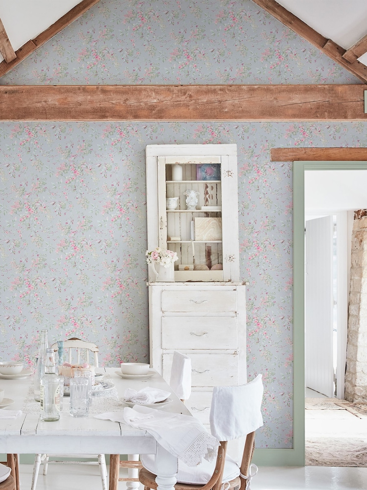 Shabby Chic by Rachel Ashwell® Blue Chelsea 10M Wallpaper - Image 2 of 3