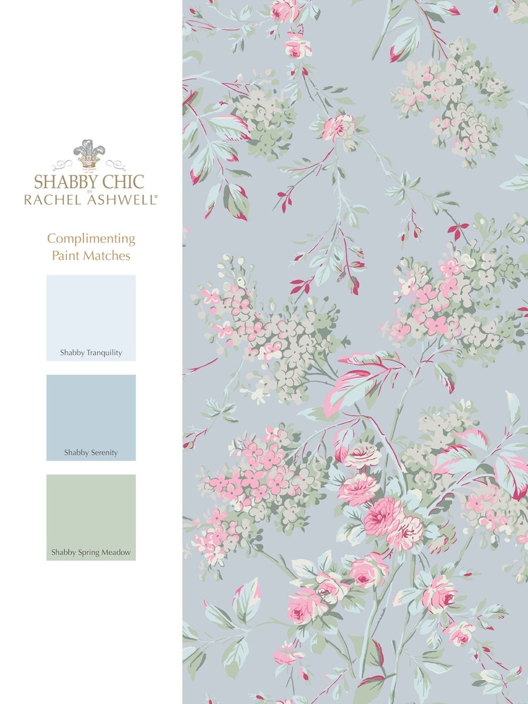 Shabby Chic by Rachel Ashwell® Blue Chelsea 10M Wallpaper - Image 4 of 4 Shabby Chic by Rachel Ashwell® Blue Chelsea 10M Wallpaper - Image 4 of 4