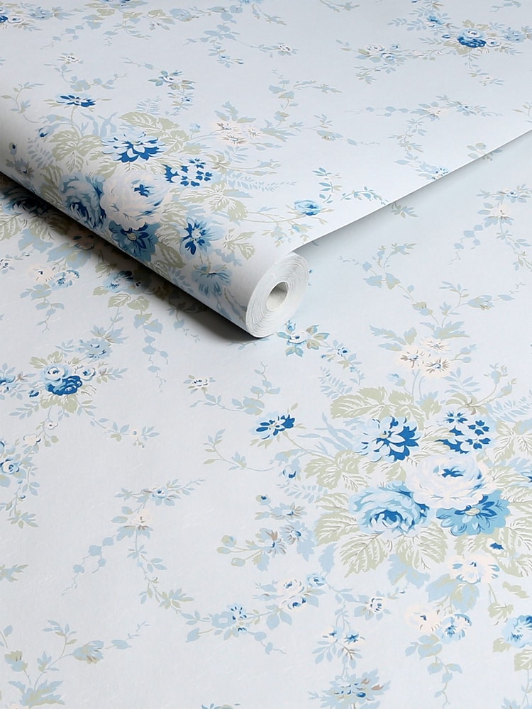 Shabby Chic by Rachel Ashwell® Soft Blue Garden Floral 10M Wallpaper - Image 1 of 3