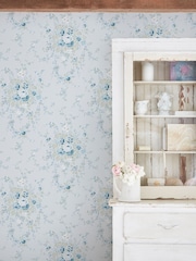 Shabby Chic by Rachel Ashwell® Soft Blue Garden Floral 10M Wallpaper - Image 2 of 3