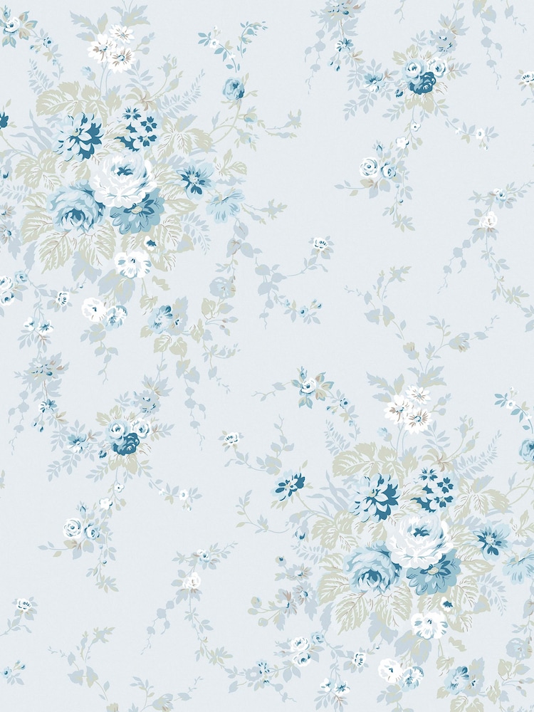 Shabby Chic by Rachel Ashwell® Soft Blue Garden Floral 10M Wallpaper - Image 3 of 3
