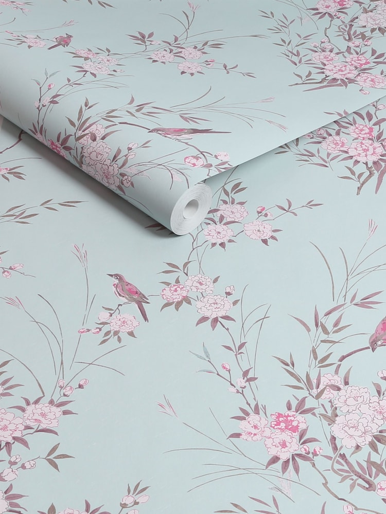 Shabby Chic by Rachel Ashwell® Blue Bird Chinoiserie 10M Wallpaper - Image 1 of 3
