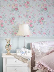 Shabby Chic by Rachel Ashwell® Blue Wild Flower 10M Wallpaper - Image 2 of 3