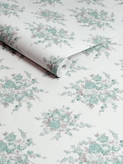 Shabby Chic by Rachel Ashwell® Teal Rose Blossom 10M Wallpaper - Image 1 of 3