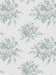 Shabby Chic by Rachel Ashwell® Teal Rose Blossom 10M Wallpaper - Image 3 of 3