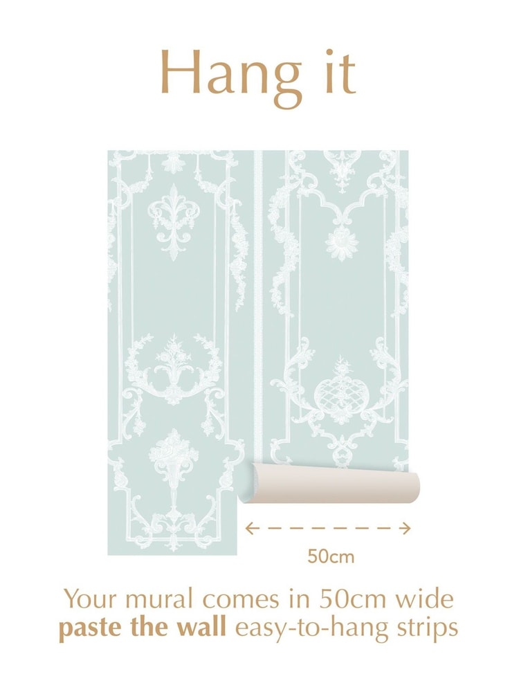 Shabby Chic Blue Panel Francaise Fixed Size 4M Mural - Image 3 of 3