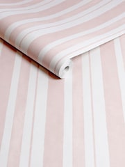 Shabby Chic by Rachel Ashwell® Pink Watercolour Stripe 10M Wallpaper - Image 1 of 3