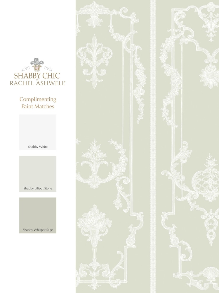 Shabby Chic by Rachel Ashwell® Sage Panel Francaise Fixed Size 4M Mural - Image 4 of 4