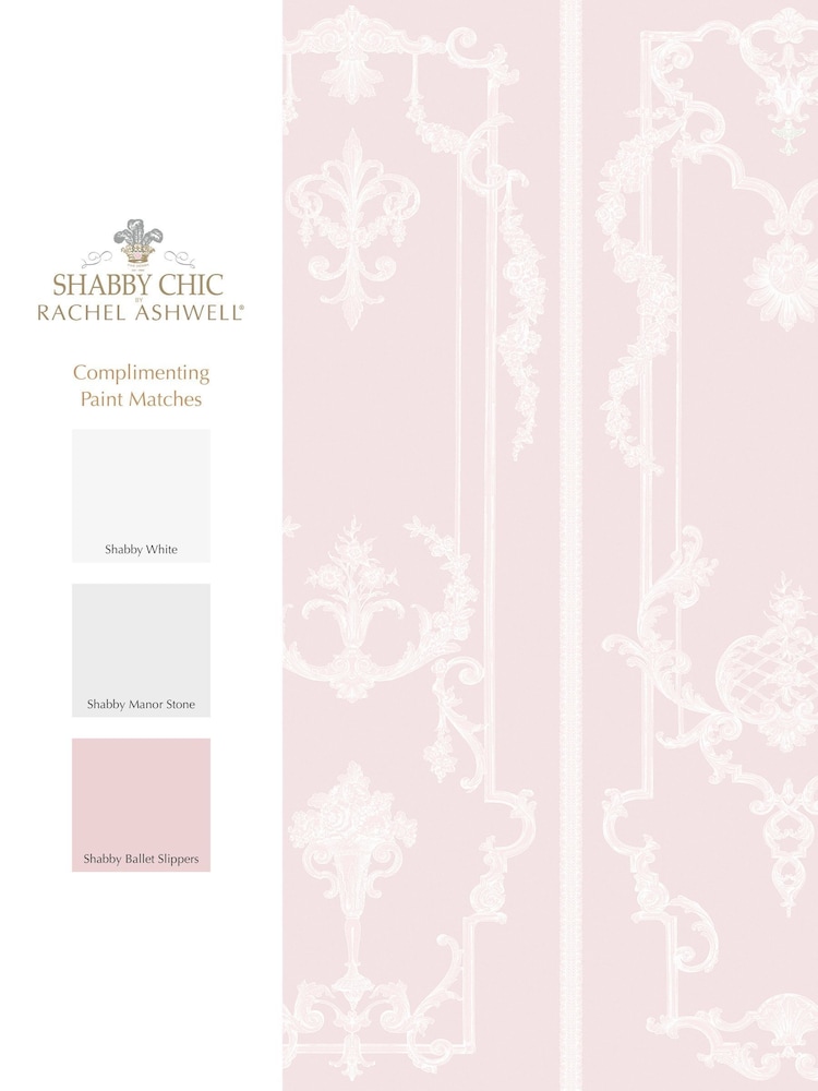 Shabby Chic by Rachel Ashwell® Pink Panel Francaise Fixed Size 4M Mural - Image 4 of 4 Shabby Chic by Rachel Ashwell® Pink Panel Francaise Fixed Size 4M Mural - Image 4 of 4