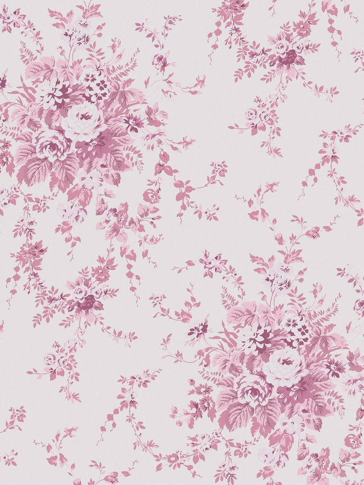 Shabby Chic by Rachel Ashwell® Pink Tonal Garden Floral 10M Wallpaper - Image 3 of 3