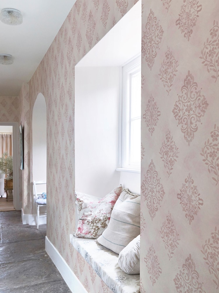 Shabby Chic by Rachel Ashwell® Pink Diamond Motif 10M Wallpaper - Image 2 of 3