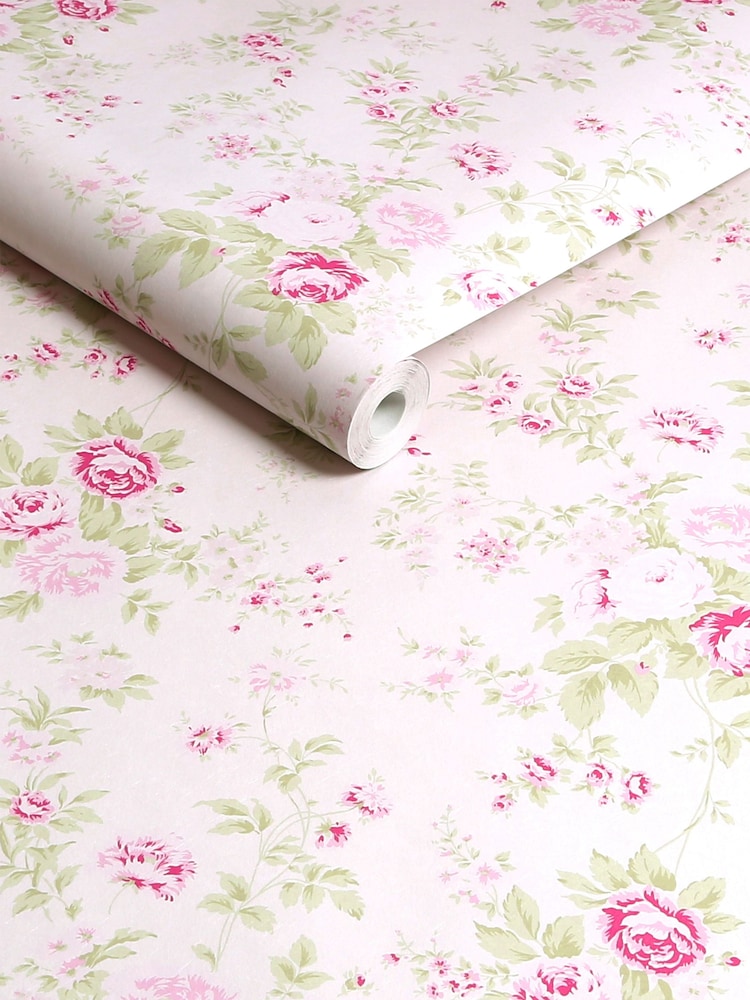 Shabby Chic by Rachel Ashwell® Pink Wild Flower 10M Wallpaper - Image 1 of 3