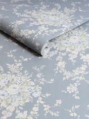 Shabby Chic by Rachel Ashwell® Slate Grey Garden Floral 10M Wallpaper - Image 1 of 3