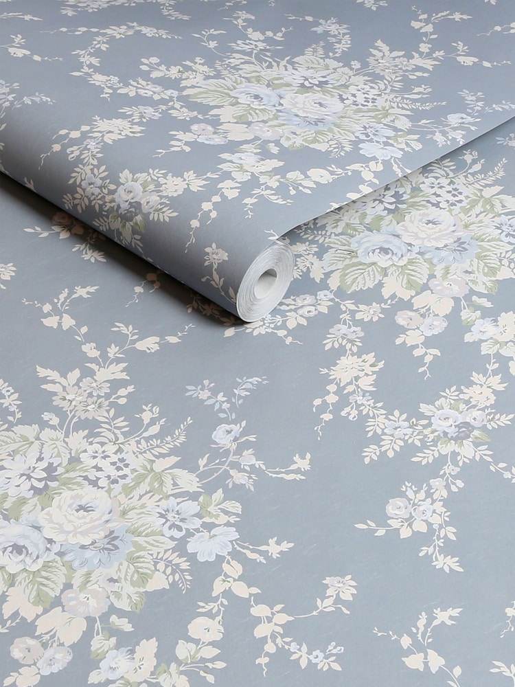Shabby Chic by Rachel Ashwell® Slate Grey Garden Floral 10M Wallpaper - Image 1 of 3