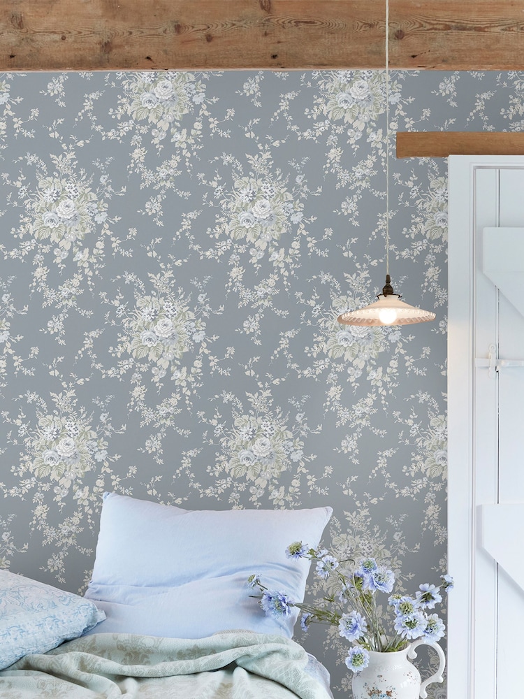 Shabby Chic by Rachel Ashwell® Slate Grey Garden Floral 10M Wallpaper - Image 2 of 3