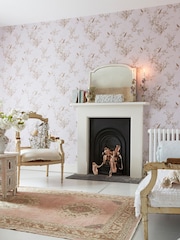 Shabby Chic by Rachel Ashwell® Pink/Gold Bird Chinoiserie 10M Wallpaper - Image 2 of 4