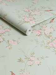 Shabby Chic by Rachel Ashwell® Green Bird Chinoiserie 10M Wallpaper - Image 1 of 3