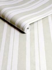 Shabby Chic by Rachel Ashwell® Green Watercolour Stripe 10M Wallpaper - Image 1 of 3