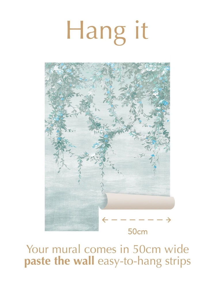 Shabby Chic Duck Egg Hanging Garden Fixed Size 4M Mural - Image 3 of 3