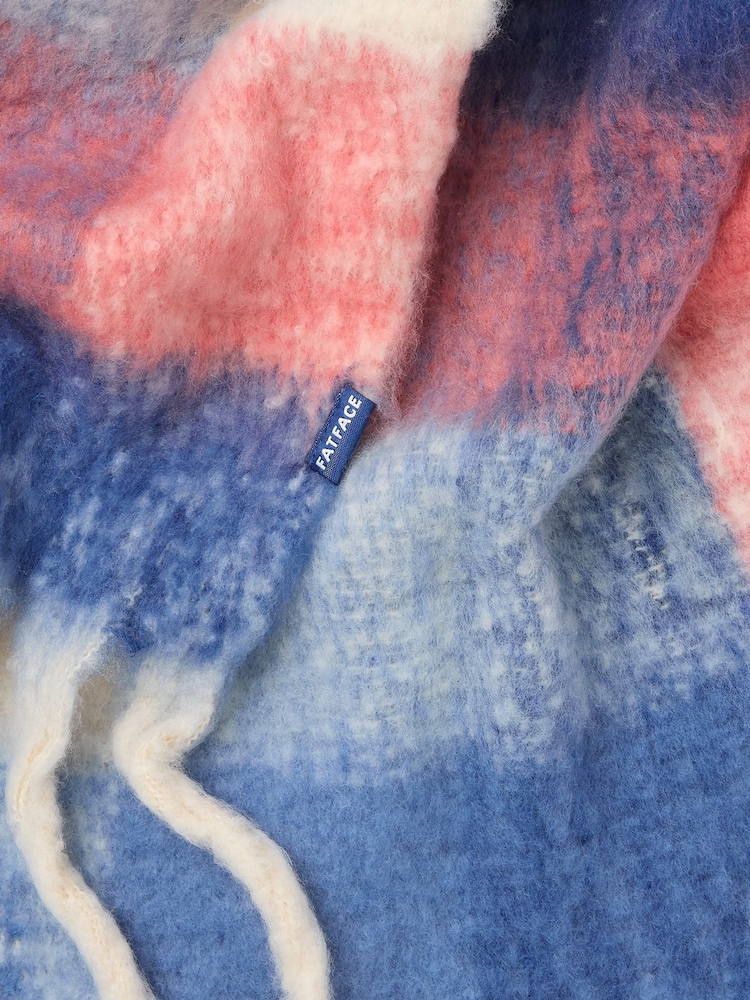 FatFace Blue Aspen Check Scarf - Image 2 of 4