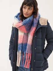 FatFace Blue Aspen Check Scarf - Image 3 of 4