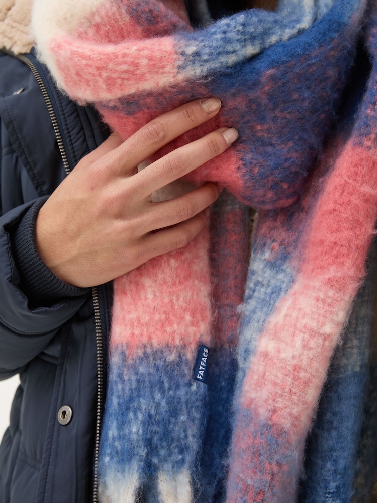 FatFace Blue Aspen Check Scarf - Image 4 of 4