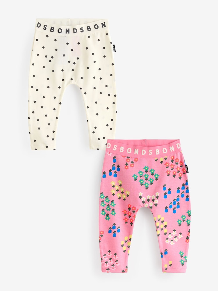 Bonds Weite Leggings mit rosa Blumenprint, 2er-Pack - Bild 1 von 5