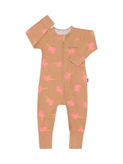 Bonds Pink Neutral Heart Print Zip Wondersuit Sleepsuit - Image 1 of 2