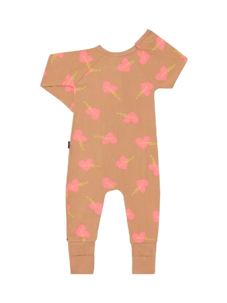 Bonds Pink Neutral Heart Print Zip Wondersuit Sleepsuit - Image 2 of 2