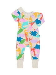 Bonds Oversized Natural Multicolour Dinosaur Print Zip Wondersuit Sleepsuit - Image 1 of 2