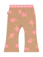 Bonds Pink Neutral Heart Print Roomie Flare Leggings - Image 1 of 2