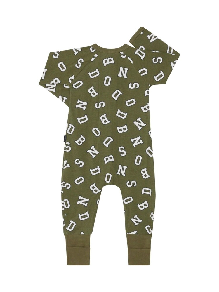 Bonds Green Varsity Letter Print Zip Wondersuit Sleepsuit - Image 2 of 2