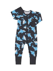 Bonds Blue Shark Print Zip Romper Wondersuit Sleepsuit - Image 1 of 2